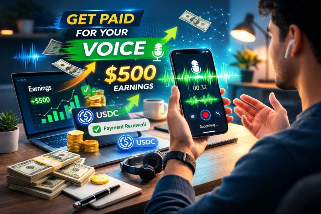 Smartphone setup for get paid for your voice recording task