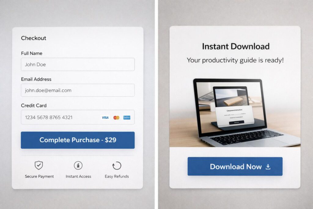 frictionless checkout for digital dropshipping digital products