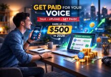 $500 for Your Voice? 7 Shocking Reasons This “Get Paid for Your Voice” AI Side Hustle Is Exploding in 2026 Person recording audio on smartphone for get paid for your voice AI side hustle