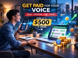 $500 for Your Voice? 7 Shocking Reasons This “Get Paid for Your Voice” AI Side Hustle Is Exploding in 2026 Person recording audio on smartphone for get paid for your voice AI side hustle