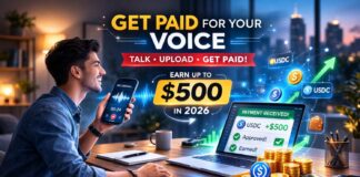 $500 for Your Voice? 7 Shocking Reasons This “Get Paid for Your Voice” AI Side Hustle Is Exploding in 2026 Person recording audio on smartphone for get paid for your voice AI side hustle