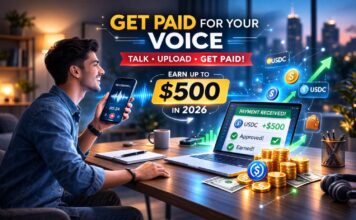 $500 for Your Voice? 7 Shocking Reasons This “Get Paid for Your Voice” AI Side Hustle Is Exploding in 2026 Person recording audio on smartphone for get paid for your voice AI side hustle