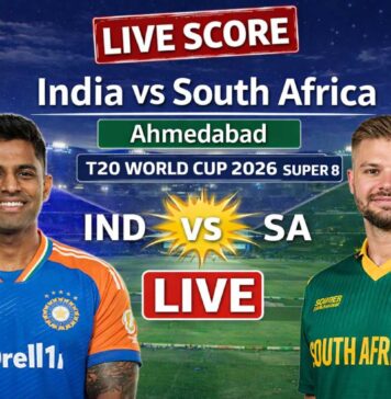 India vs South Africa — 43rd Match, Super 8 Group 1 | T20 World Cup 2026 India vs South Africa Live Score — Super 8 thriller at Narendra Modi Stadium, T20 World Cup 2026.