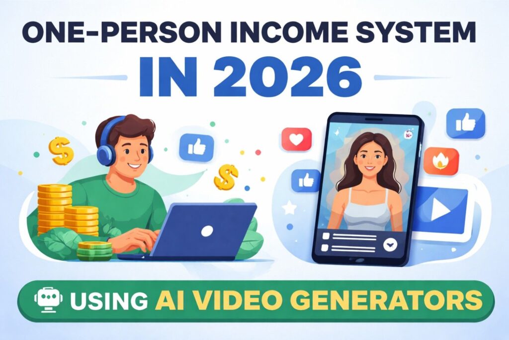 one person income system in 2026 using ai video generator to earn money online