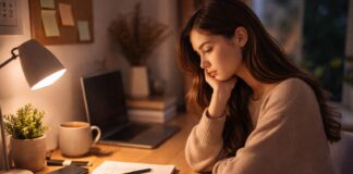 Willpower Consistency Isn’t About Willpower — It’s About What Supports You When You’re Tired (The System vs Motivation Shift) young woman reflecting on system vs motivation approach for consistency