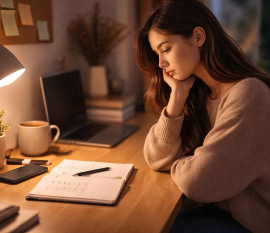 young woman reflecting on system vs motivation approach for consistency