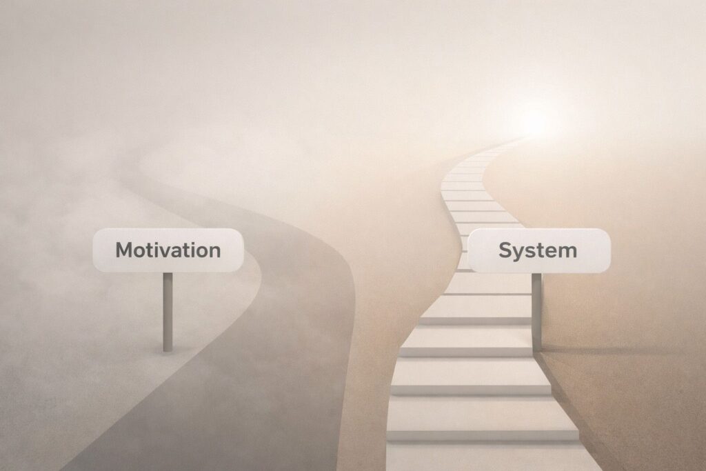 visual comparison illustrating system vs motivation for long-term consistency