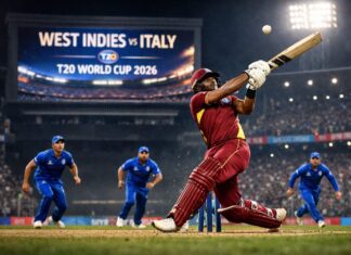 West Indies vs Italy T20 World Cup 2026: Live Score, Highlights & Key Moments from Kolkata Clash West Indies vs Italy T20 World Cup 2026: Shai Hope anchors the innings as Italy strike in the middle overs.